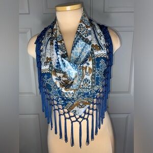 Boho Pullover Cowl Scarf | Fringe Tassels | Winter Layering | Statement Piece